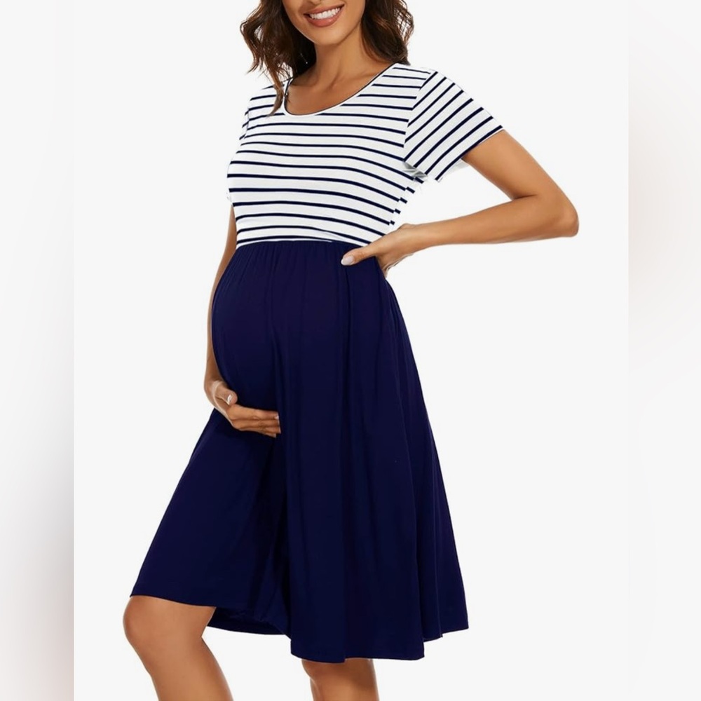 WOOXIO Striped Maternity Dress
